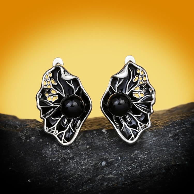 

Уникальный дизайн в стиле ретро, лист лотоса, инкрустированный клеем с каплями агата