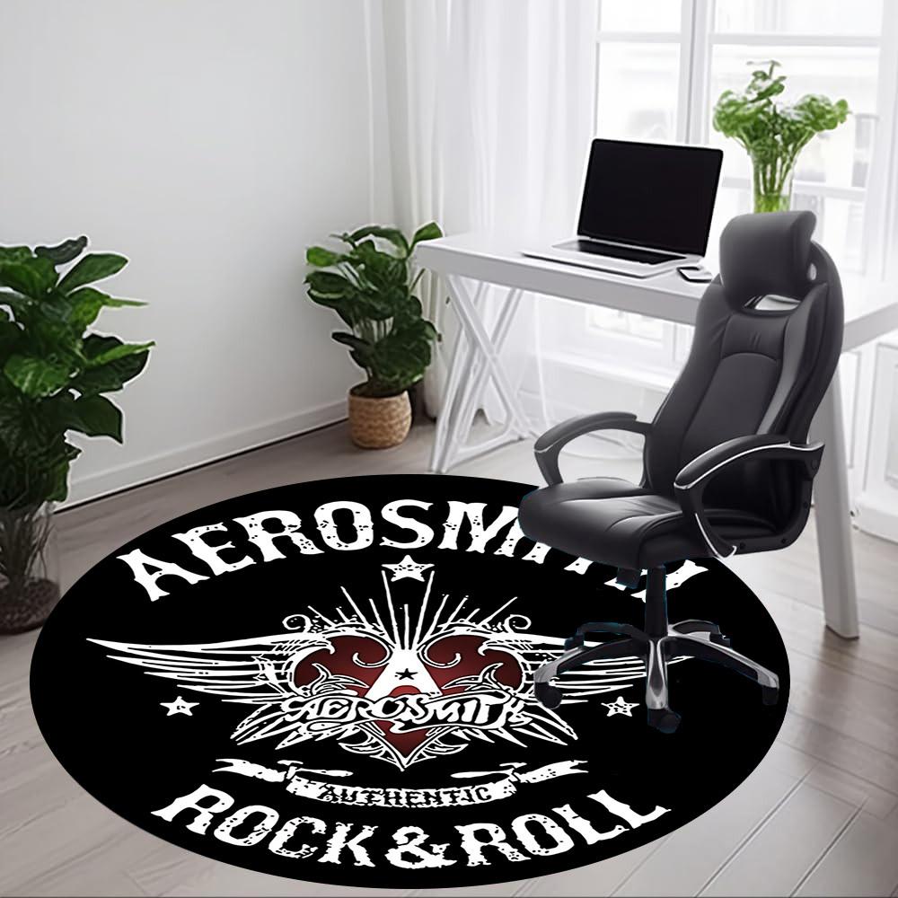 1pz AEROSMITH ROCK AND ROLL Tappeto per Sedia da Ufficio Antiscivolo, Tappeto Lavabile in Lavatrice per Ufficio, Decorazione per Stanza per Feste di Natale, Compleanno Poliestere