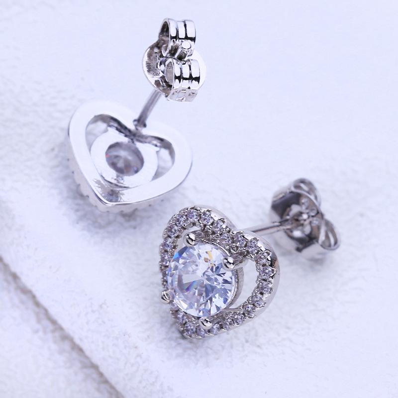 KNIKOO Stud Earrings For Women Cubic Zirconia Fashion Heart Earrings Jewelry For Wedding Party Gifts