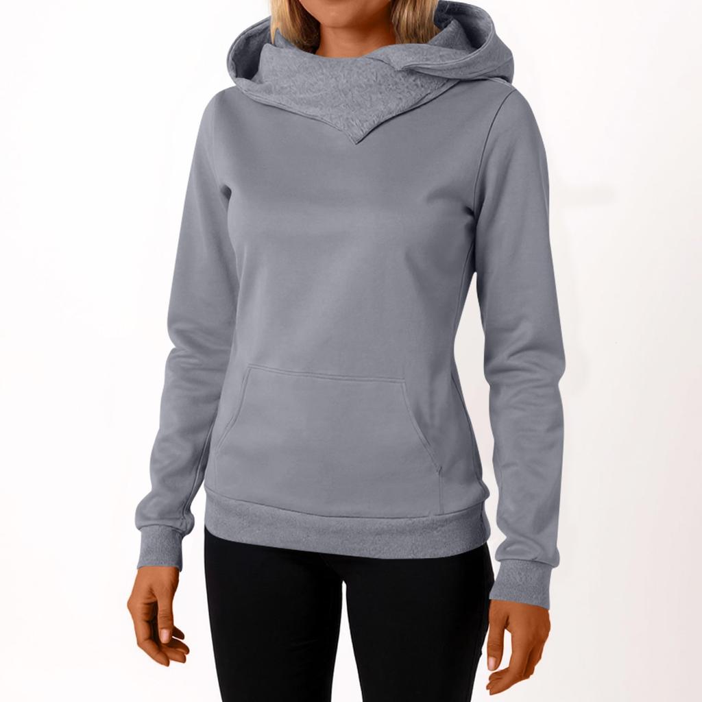 Women's Casual Fashion Sweatshirt Solid Color Hooded Sweatshirt