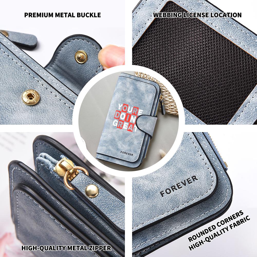 Women's Fashion Long Wallet Motivational Quote Leather Purse for Daily Use
