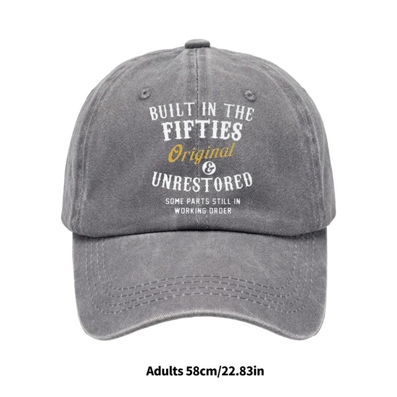 Humorous Baseball Cap with Builtin Fifties Text Wash Cotton Adjustable Dad Hat for Daily Outfit Women Men Accessory