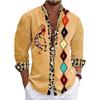 Men S Long Sleeve Chinese Style Button Placket Printed Shirt