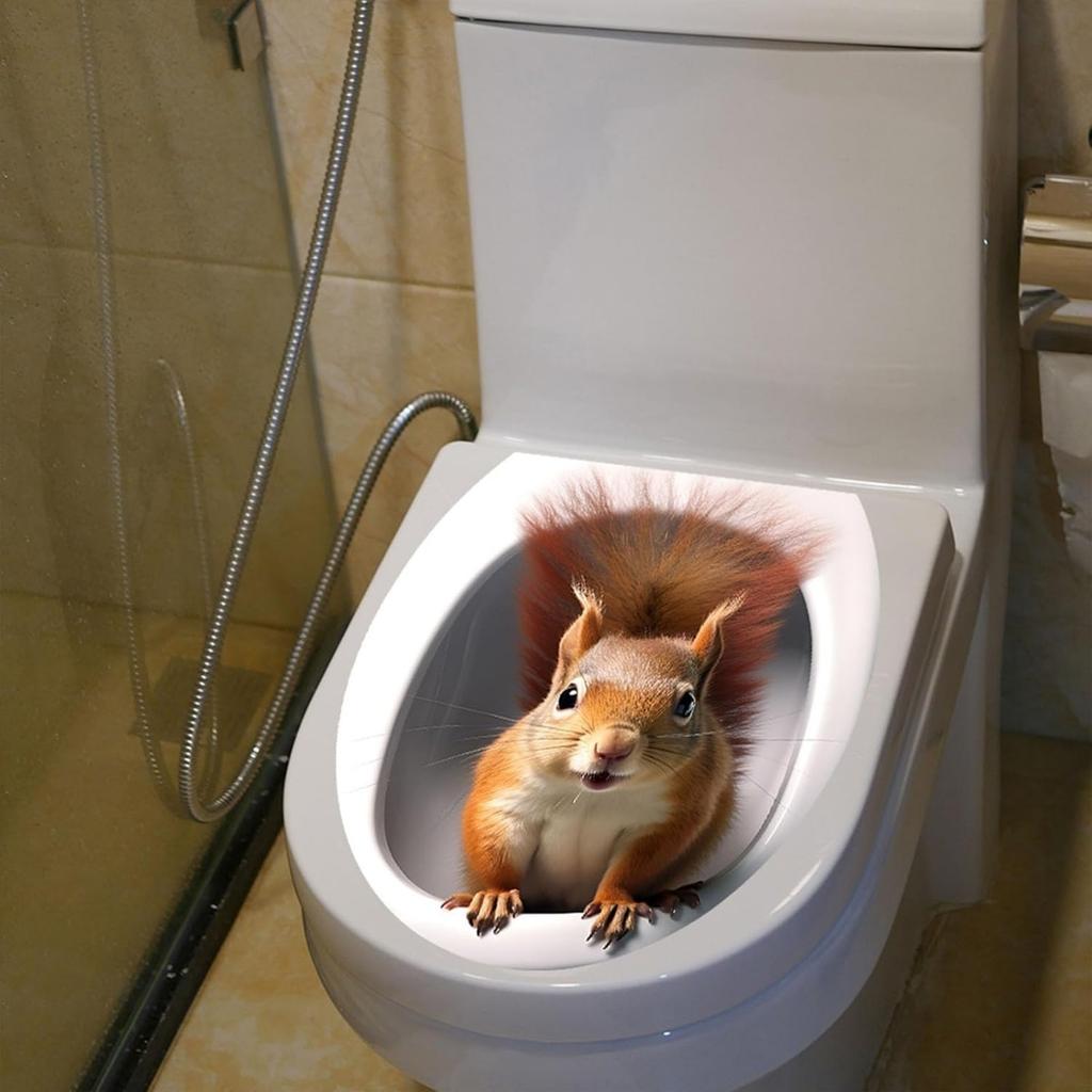 Lustiger Toilettendeckelaufkleber mit Haustieren, dekoratives Badezimmer-Aufkleber-Set, mehrere Designs