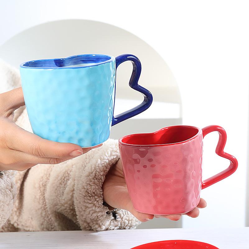 Creative 300ml Hearts Ceramic Coffee Mug Love Handle Couple Mug Afternoon Tea Dessert Tea Cup Drinkware Office Mug Home Decor