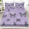 3pcs Purple Dreamy Butterfly Romantic Print Coreless Bed Sheet Set Multiple Sizes Bed Cover Bedroom Bedding Decoration