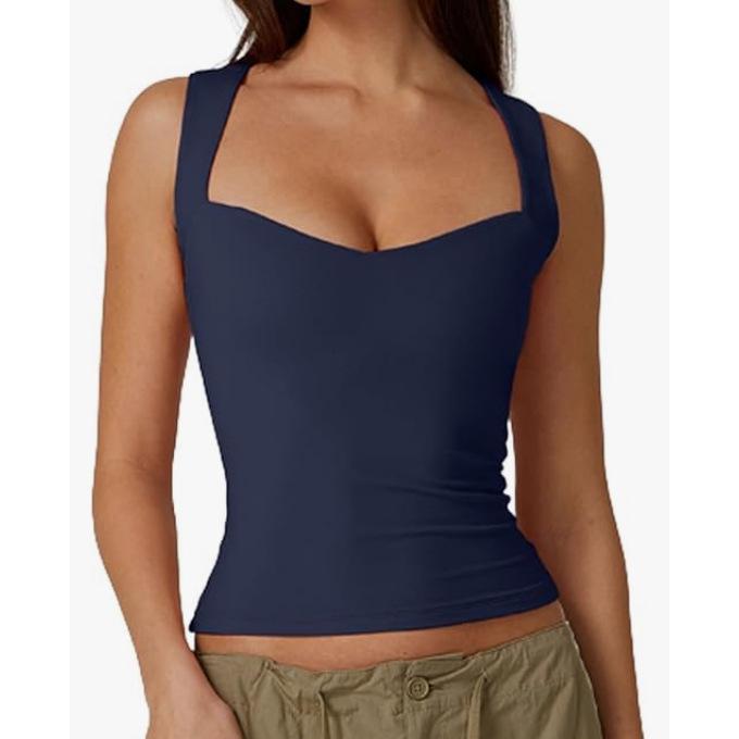 European & American Style Sleeveless Square Neck Crop Top - Casual Hot Girl Vest