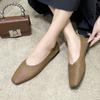 2024 Módní dámské boty s hranatou špičkou, jednobarevné, lehké nazouvací, s plochým podpatkem, jarní a podzimní dámské boty s mělkým výstřihem