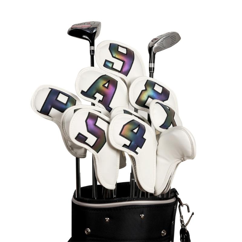 10Pcs Golfs Iron Head Cover Thick PU Leather Golfs Head Cover Replacement Headcover Protective Cover Easy to Use