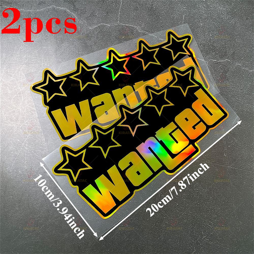 Gold WANTED Motorcycle Sticker for Motorcycle Fuel Tank Tailbox Fairing Car Trunk Scooters Waterproof Universal Vinyl Decals