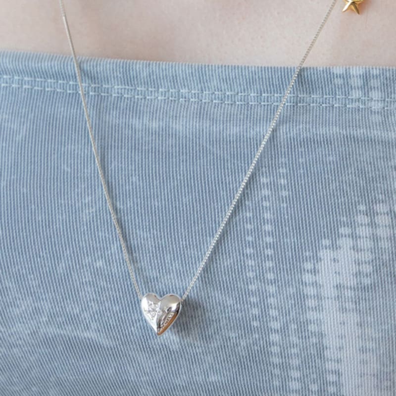 

TATIANA (925 Silver) Chocolate Heart Star Dangle Necklace NZ2162 Gold Plated