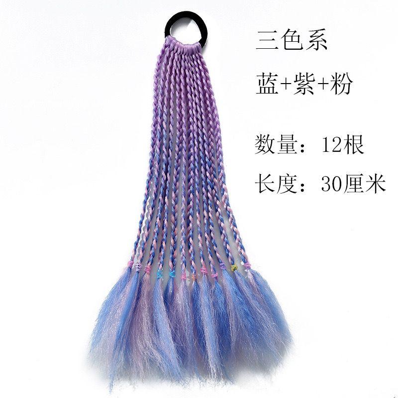 Children's Wig Dreadlocks Hair Accessories Bow Tie Style Colorful Braided Hair Ties Girls' Short Stage Cute Ombre Ponytail