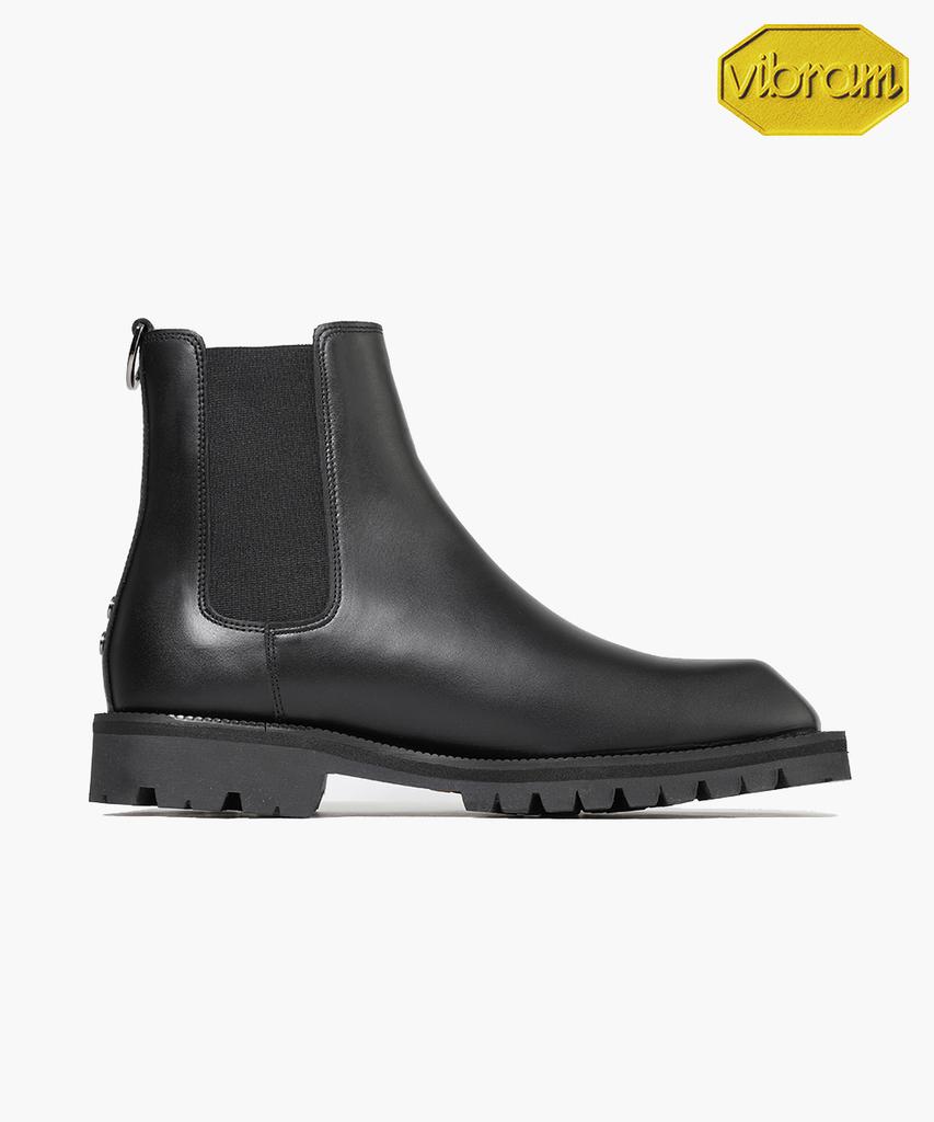 Firenze Atelier [Vibram] Volume Square Toe Casual Worker Sole Chelsea Boots 9420-W [Black Fg]
