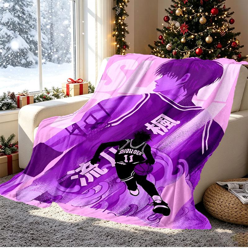 SLAM DUNK Pattern Blanket for Home Decoration, Bed, Sofa, Car Travel, Camping, Suitable for All Seasons, Birthday Christmas Gift