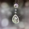 Luxury Pear-Shaped Diamond Pendant Necklace for Women – Water Drop Design with Clavicle Chain.