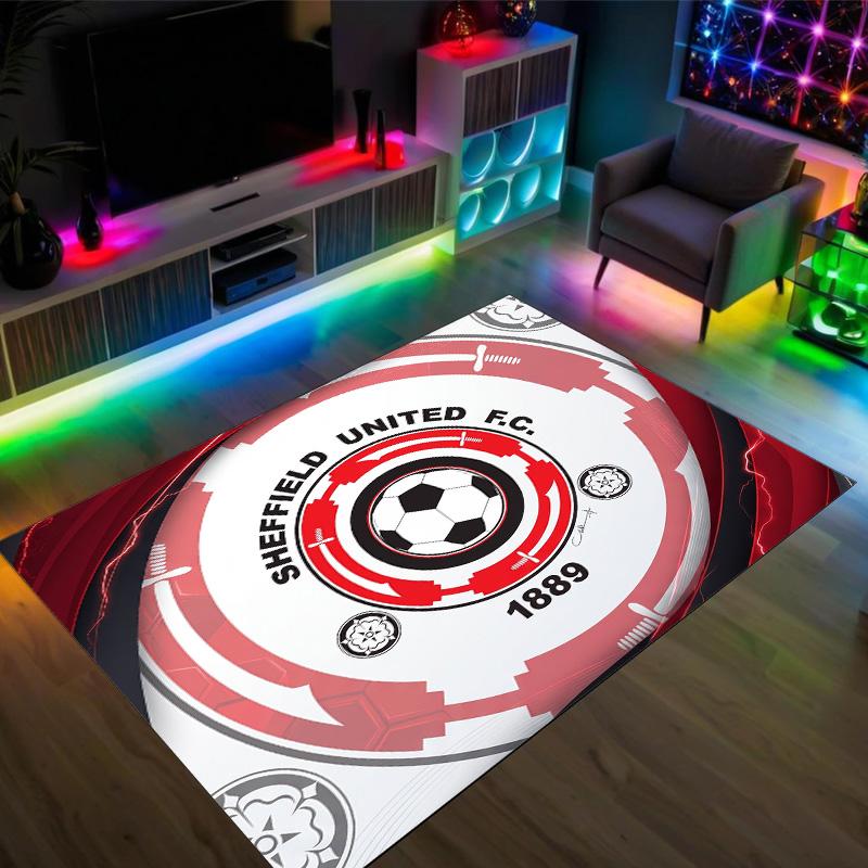 Sheffield United Football Design Crystal Velvet Carpet Cozy Non?Slip Printed Rug For Bedroom Living Room Entrance