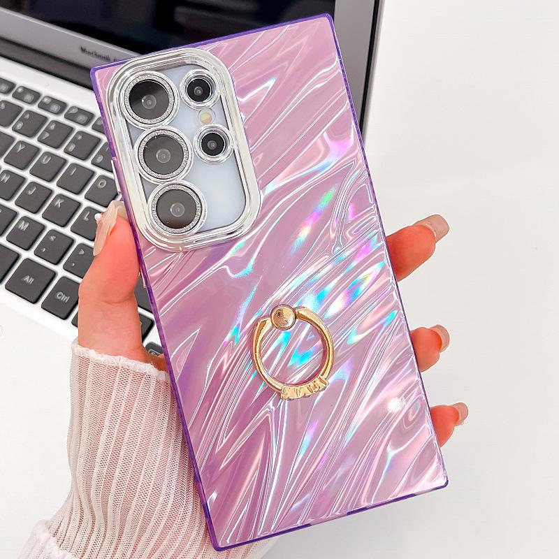 Galvanisieren Blitzpulver Linsenfolie Samsung S25 Ultra Handyhülle Wasserwellen A16 Ringhalterung A36