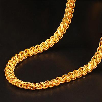Luxury 60cm 24k Yellow Gold Plating Necklace for Men Twist Male Necklace Chain Wedding Engagement Party Jewelry Gifts Not Fade
