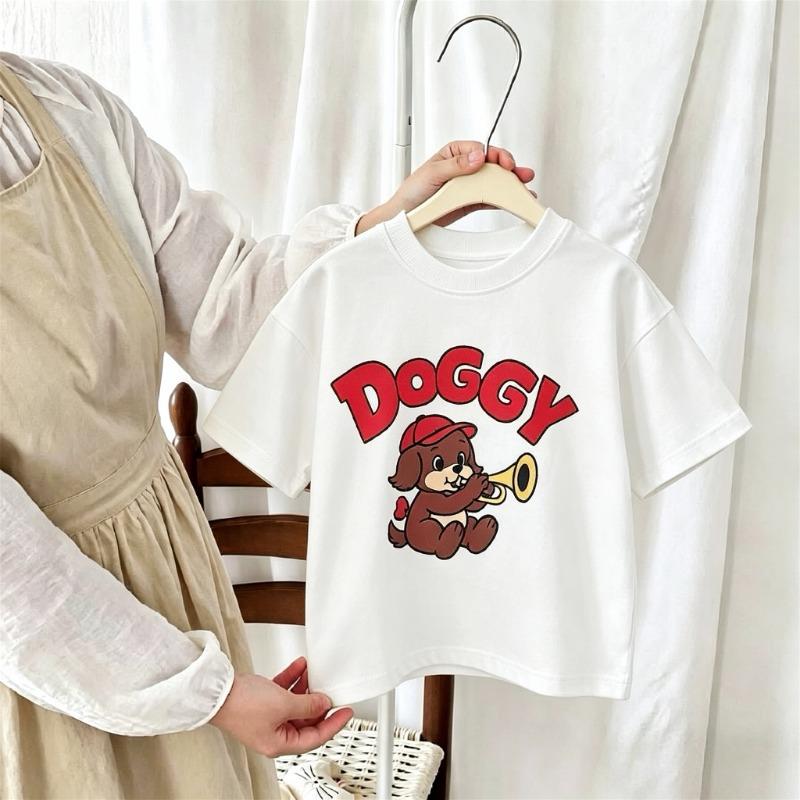 9m-7y Children's Wear T-shirt Summer Clothing Simple Fashion Cartoon Tshirts For Girl And Boy Popular Design Kids T Shirt O-neck
