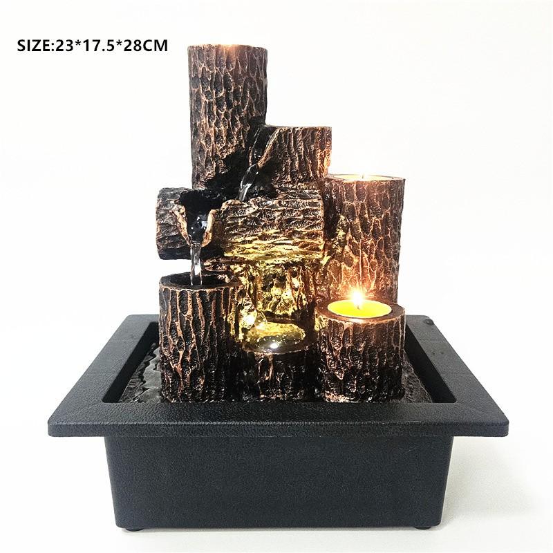Resin Waterfall Fountain for Home Office Feng Shui Relaxation Top Water Feature with Lights Delightful Tabletop Ornaments Gift