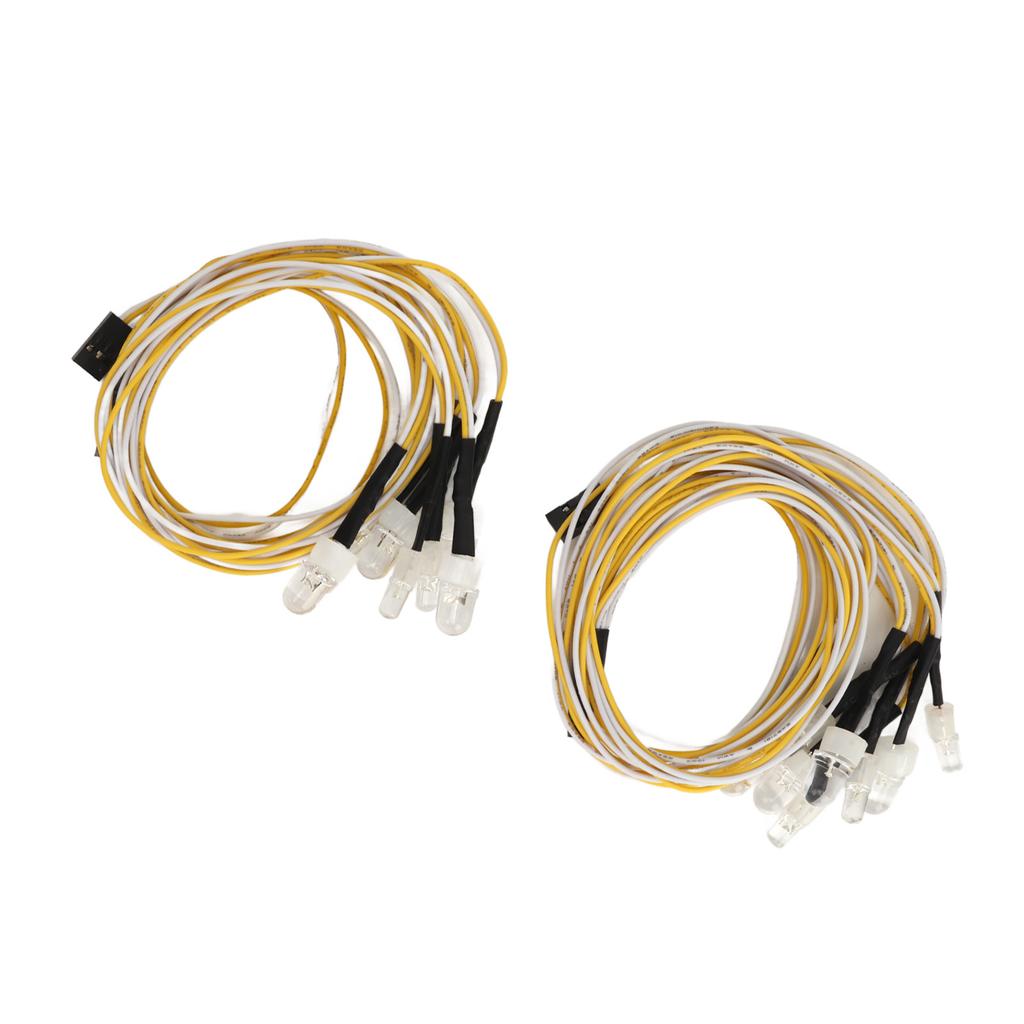 2PCS RC Car Lights Universal 7.4V 8mm Red White 5mm Yellow LEDs RC Car 8LED Lights for Conversion