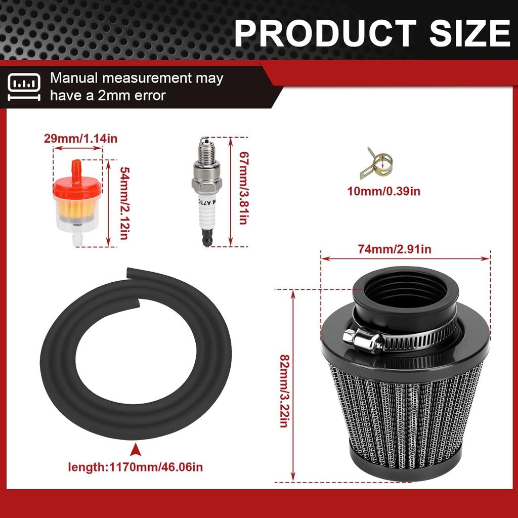 PZ19 Carburetor Kit for Chinese TaoTao 110cc 125cc 50cc 70cc 80cc 90cc ATV dirt bike go kart Coolster Apollo Baja Dirt Runner(black)
