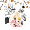 Halloween Miniatur Ornament Kürbis Harz Figuren Ornamente Mit Lichterkette Halloween Garten Dekorationen Geisterpuppe Miniatur