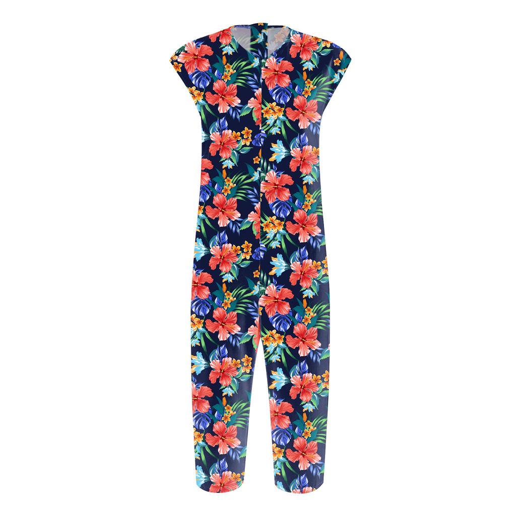Pigiama Speciale da Donna Scollo a V Senza Maniche Zip Posteriore Tinta Unita Tuta