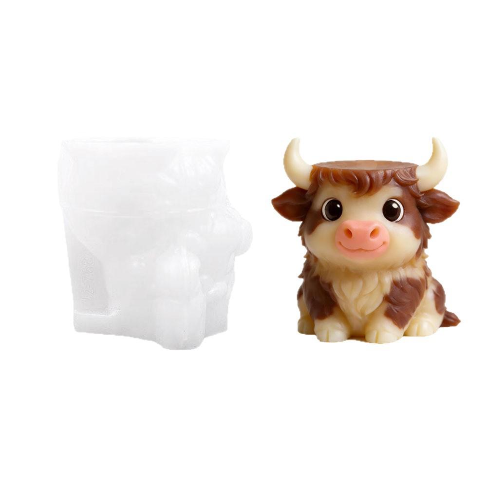 

Cute Highland Cow Planter Gypsum Silicone Mold Easy Demold For Concrete Flowerpot Cement Succulent Plant Pot Home Decoration белый