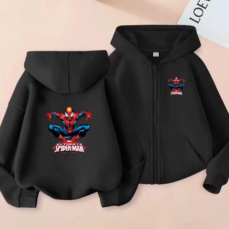 Children’s Zip-Up Jacket – Spider-Man Themed Hoodie for Boys and Girls (Ages 3–12) – Thickened Long-Sleeve Casual Outerwear for Autumn and Winter