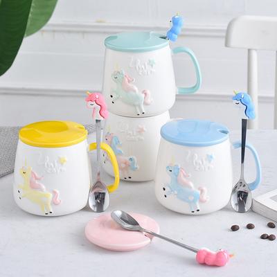 Creative Cute Hand Painted Cartoon Unicorn Ceramic Mug Gift Cup Coffee Cup Water Cup Couple Breakfast Cup