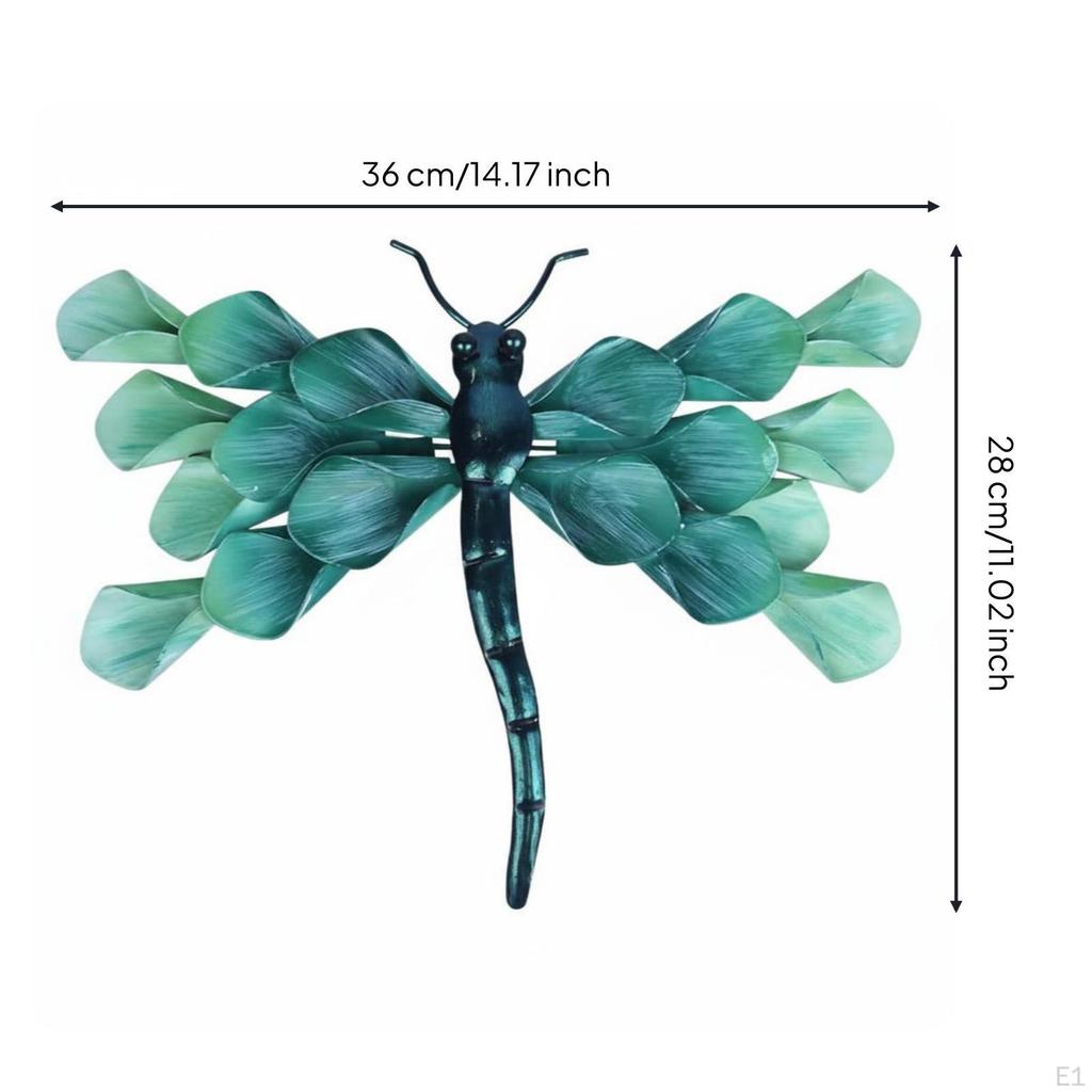 Dragonfly Wall Decoration TealGreen Metal Decor Spread Extended Limbs for Garden