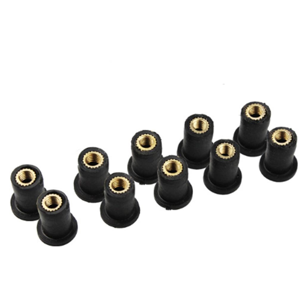 Rubber Well Nuts Motorcycle Fairings Fasteners Brass Nuts for Windshields Windscreen M4 10 Pieces