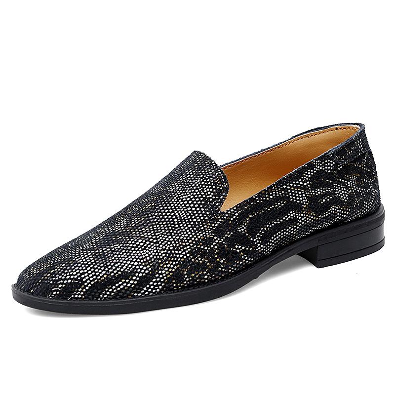 Genuine Leather Mens Shoes Business Casual Shoes Men Slip-on Dress Flats All-Match Male Loafers Personality Man Driving Footwear