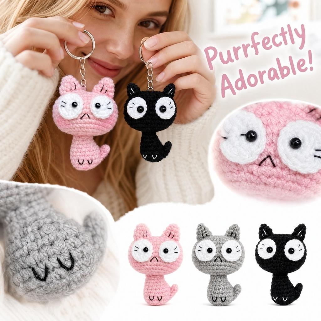 Cute Knitted Keychain - Soft Plush Key for Keys and Bags