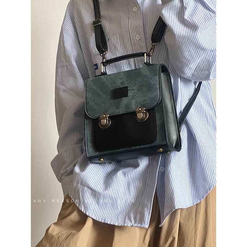 

Винтажный рюкзак для колледжа, женская новая высококачественная портативная маленькая квадратная сумка, студенческая сумка через плечо для поездок на работу синий