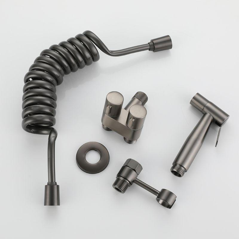 Grey 304 Stainless Steel Bathroom Bidet Set Wall-mounted Portable Bidet Sprayer Set Single Cooled Bathroom Shower Head