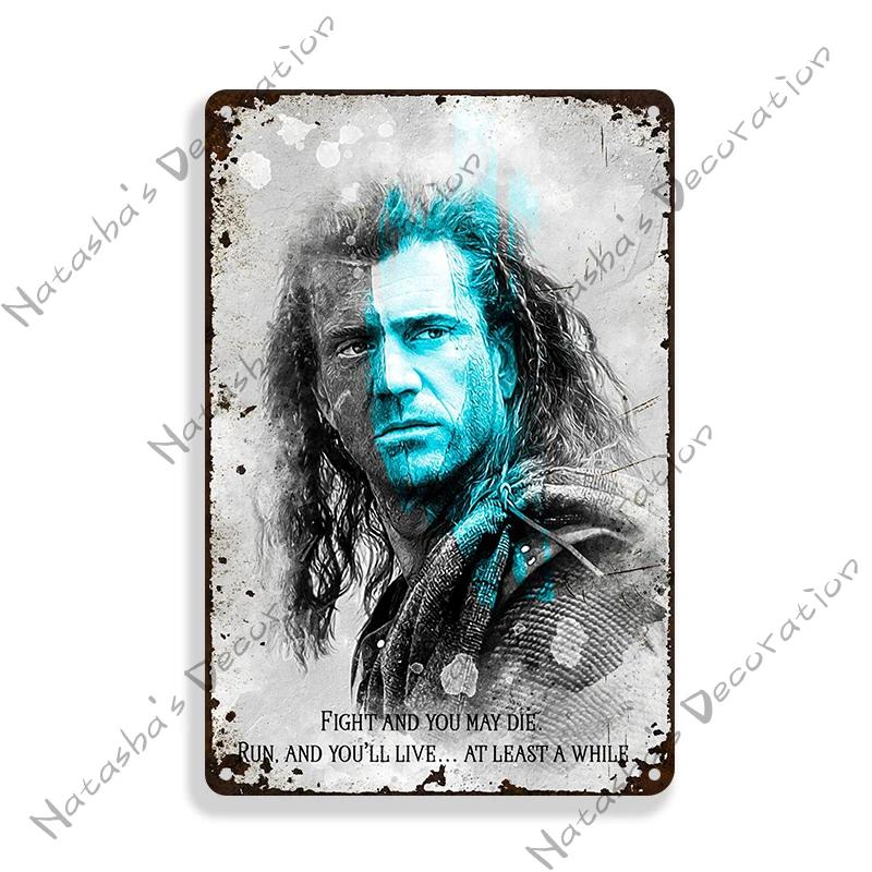 American Classic Movie Braveheart Metal Plaque Decorative Plate Cafe Home Man Cave Metal Tin Sign Wall Decor Metal Signs Poster