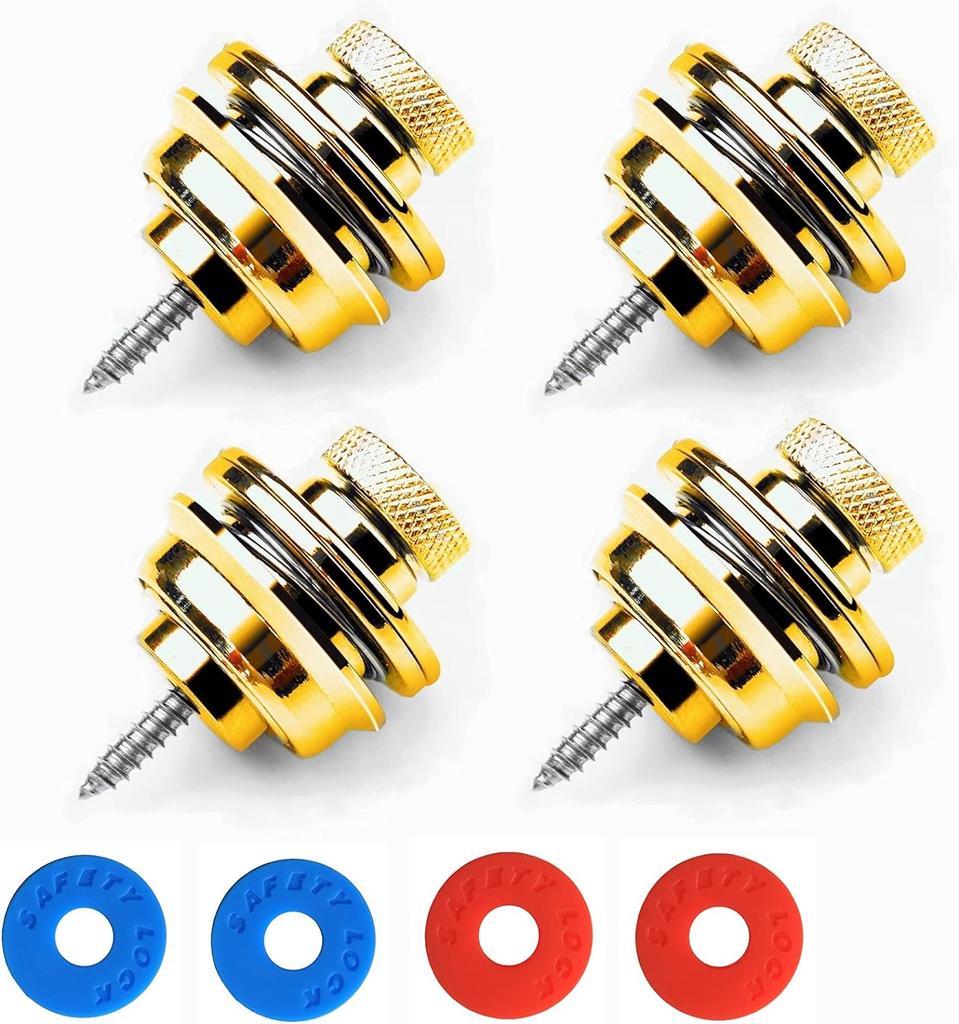 Guitar Strap Locks Flat Round Head Button Straplock with Rubber Block 2/4 PCS