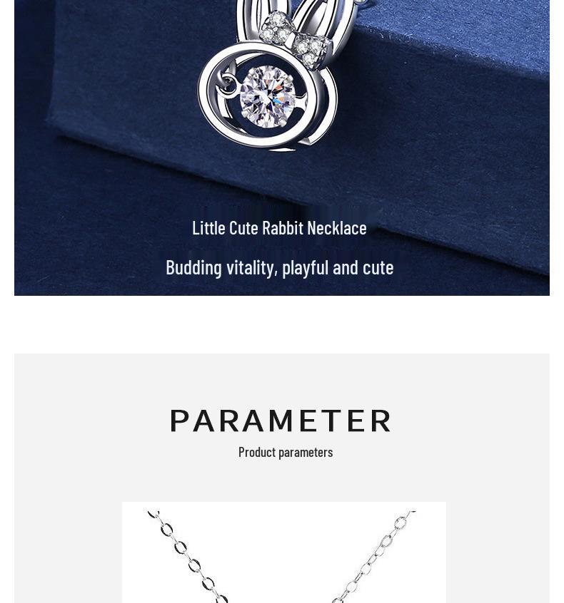925 Sterling Silver Beating Heart Rabbit Necklace for Women - Zodiac Theme, Cool New Year Style, Cute Lively Clavicle Chain