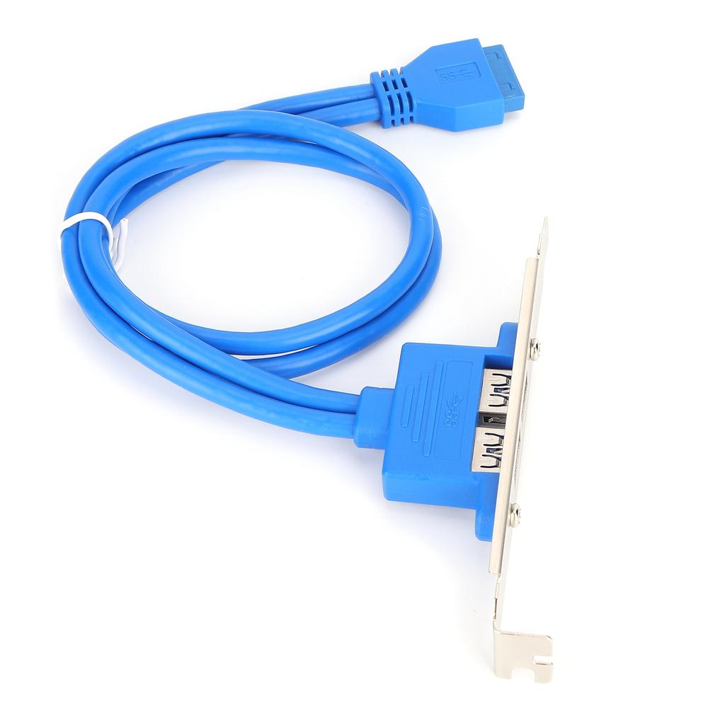 Double USB Baffle Cable Motherboard 19 Pin to Dual Port A Female Extension Rear Panel BracketBlue
