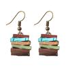 Yousheng 1 Pair Women Earrings, Retro Mini Stacked Book Design Hook Earrings, Lightweight Literary Drop Earrings for Jewelry Gift