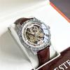 Men's High-End Retro Automatic Mechanical Watch with Luminous Display, Waterproof Design, and Genuine Leather Strap
