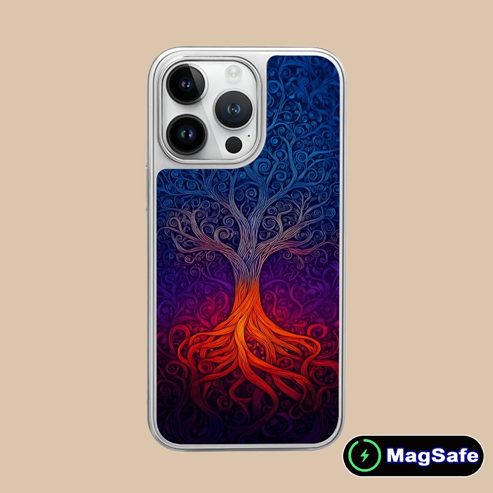 World Life Tree Mobile Phone Case for iPhone 17 16 15 14 13 12 11 Air Pro Max Plus Magsafe Silver Plating Colorful Cover Cover
