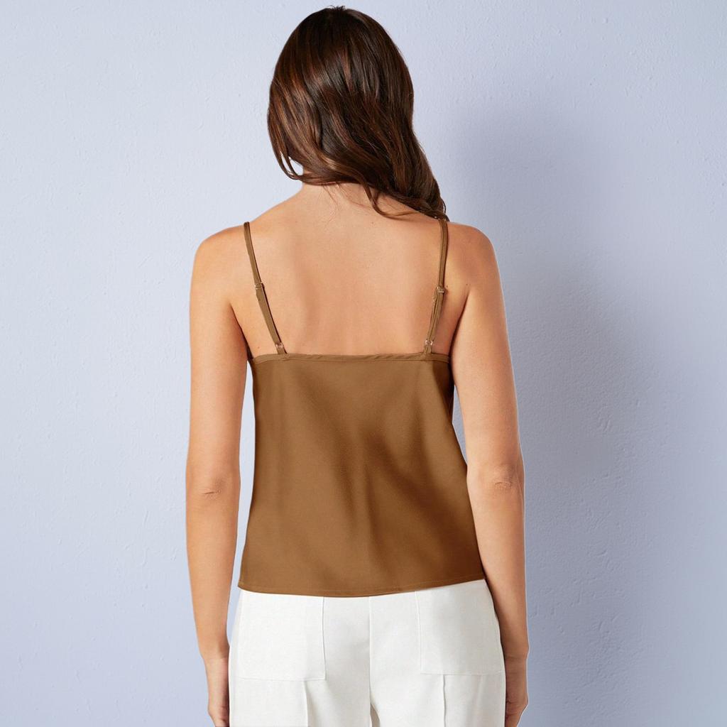 Women's Japanese Satin Vest Sling Spring Pile Pile Collar Sexy Bottom Swinging Collar Short Top