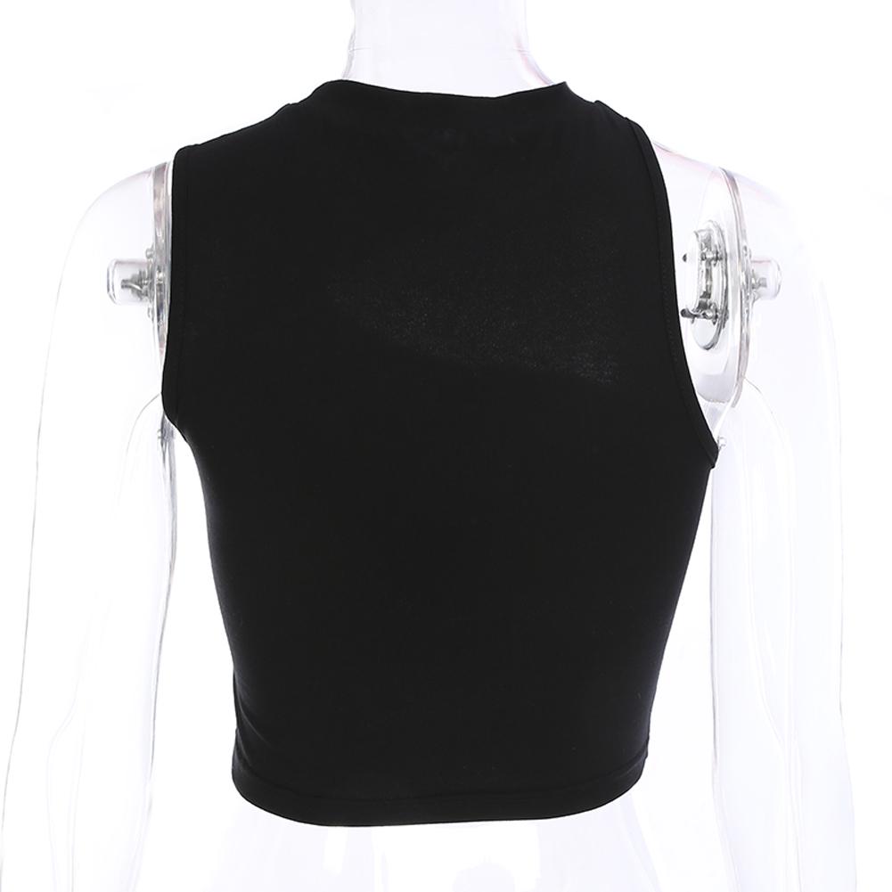 Lato bez rękawów seksowne kobiety dziewczęta letnia kamizelka Crop Top koszula bluzka Casual Slim czarne zbiorniki Hot