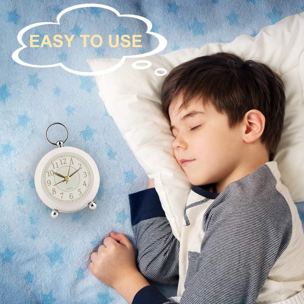 4.5inch Metal Alarm Clock Silent Non Ticking Bedside Clock Simple Loud Desk Clock for Heavy Sleeper