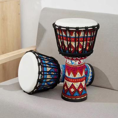 8 Inch Portable African Drum Djembe Hand Drum with Colorful Art Patterns Percussion Musical