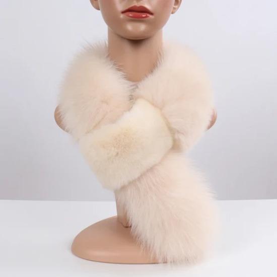 New Winter Lady Natural Real Fox Fur Scarves Women Warm Fluffy Luxury Genuine Fox Fur Mufflers With Rex Rabbit Fur Scarf