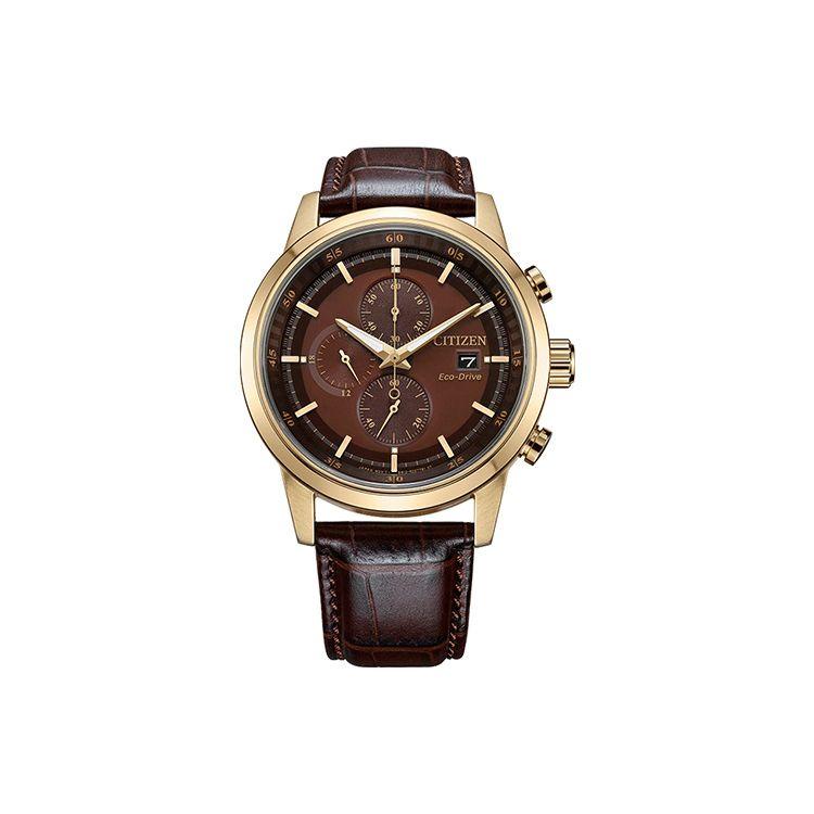 Citizen Eco-Drive Series Fashion Casual Solar Quartz Watch Men watches Brown CA0612-14X [|3+2 Extended Warranty]